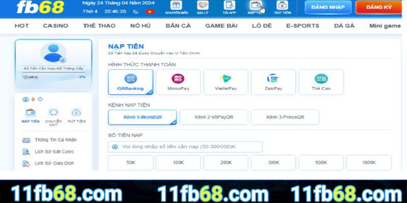 Nạp tiền Fb68